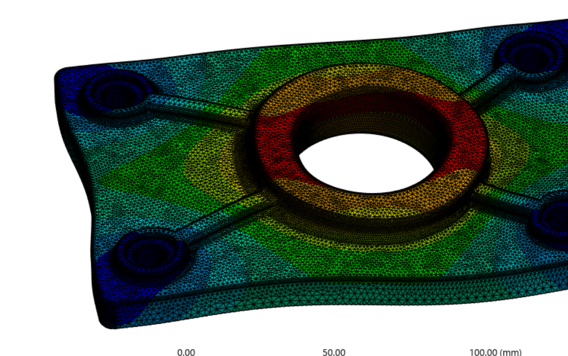 Cropped ANSYS LC1 total deformation field for the fine mesh