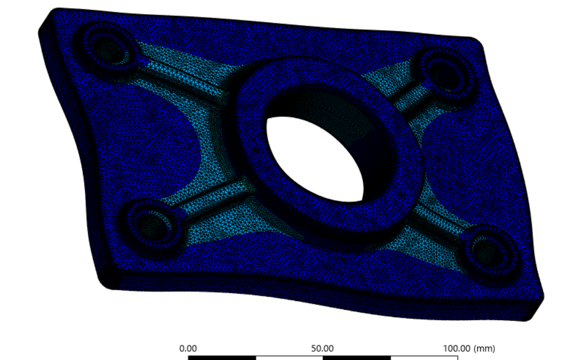 Cropped ANSYS LC2 equivalent von Mises stress result under 5 kN lateral load