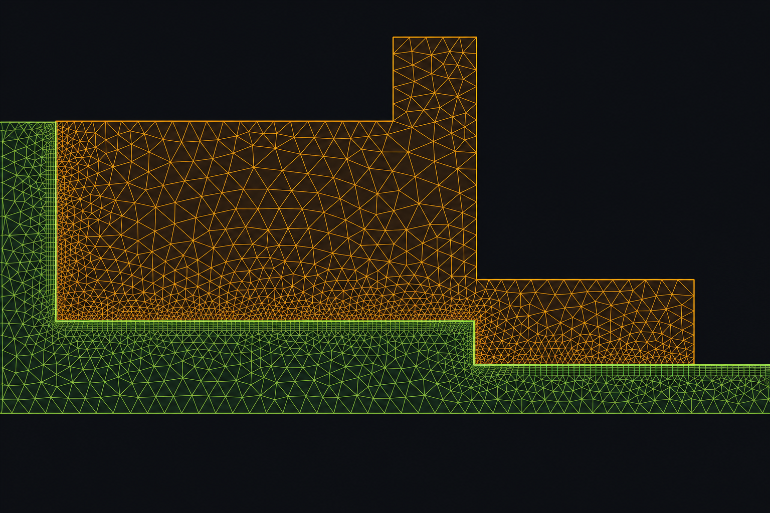 Mesh at the legacy reducer abrupt step showing inflation layers