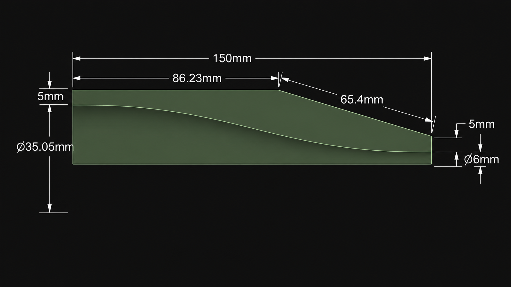Dimensioned redesigned quintic C2 reducer geometry
